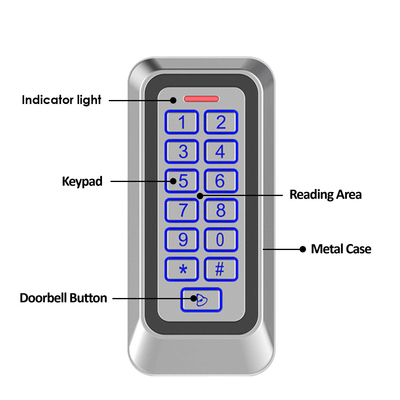 Metal Case Outdoor Ip67 EM/MF Card Access Control With Backlight Keyboard