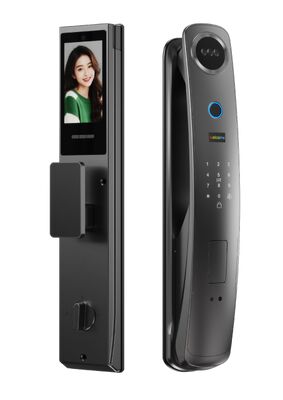 Bloqueio de porta de reconhecimento facial inteligente com acesso a impressões digitais, interfone de vídeo e aplicativo Tuya