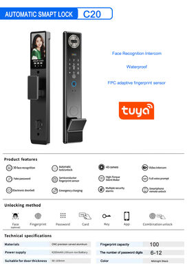 Bloqueio à prova d'água TTlock Tuya App Impressões digitais Código Cartão Chave Smart Door Lock